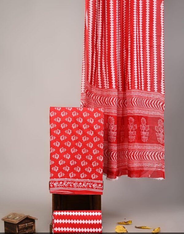 Jaipuri Print Cotton Suit With Cotton Dupatta