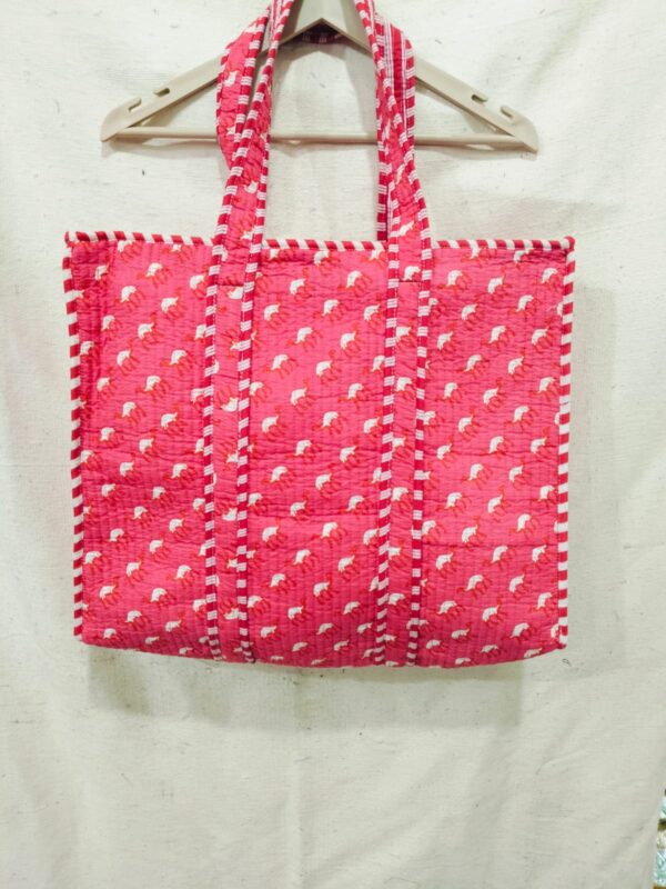 Jaipuri Print Cotton Quilted Tote Bag With Zip