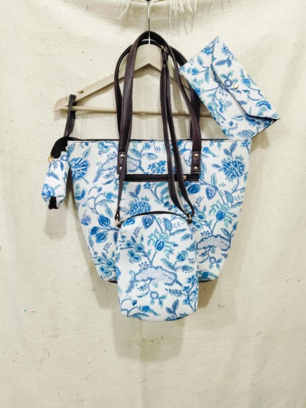 Jaipuri Printed Cotton 4pes Bag Set