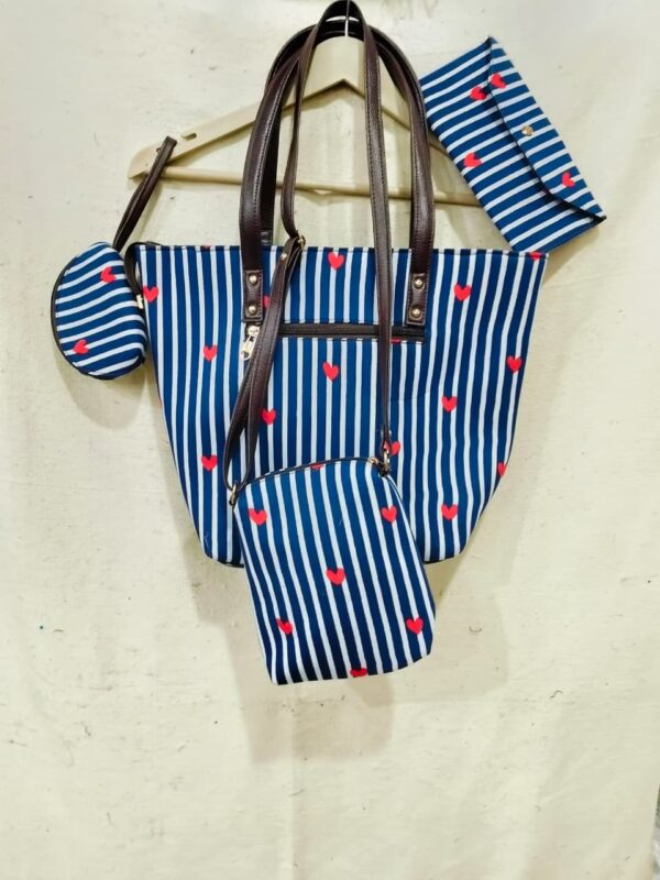 Jaipuri Printed Cotton 4pes Bag Set