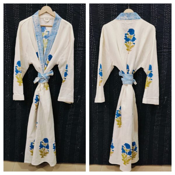 Block Print Cotton Waffle Robe
