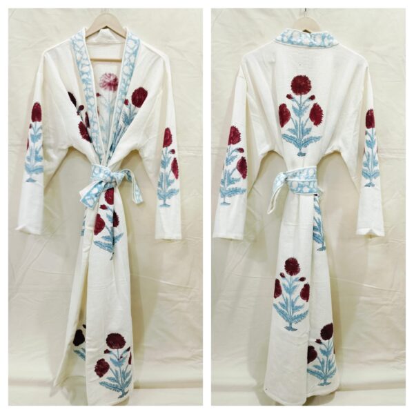 Block Print Cotton Waffle Robe