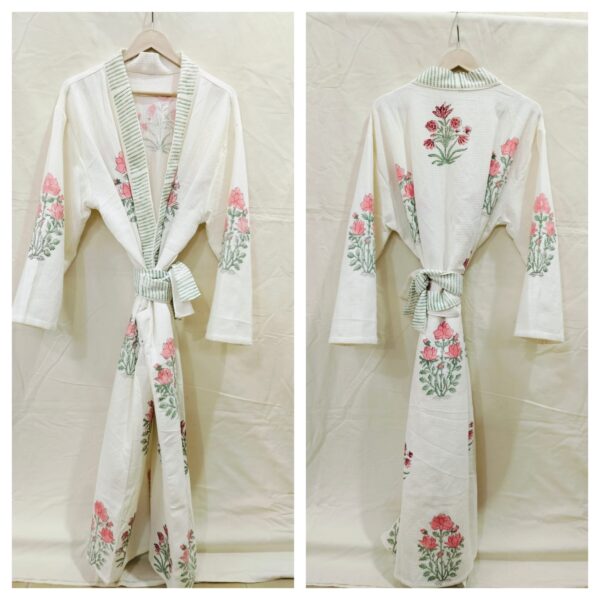Block Print Cotton Waffle Robe