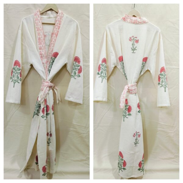 Block Print Cotton Waffle Robe