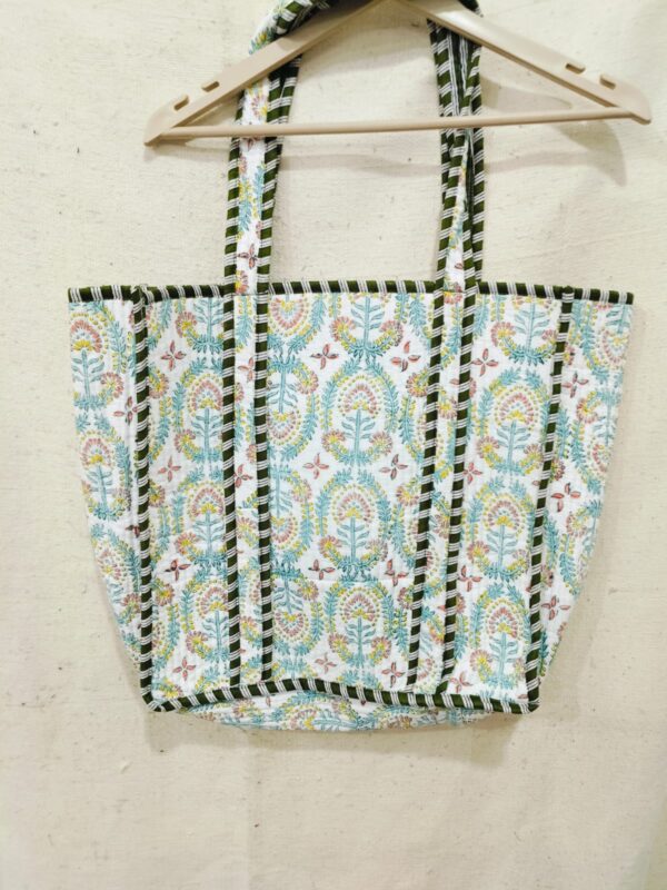 Jaipuri Print Cotton Quilted Tote Bag
