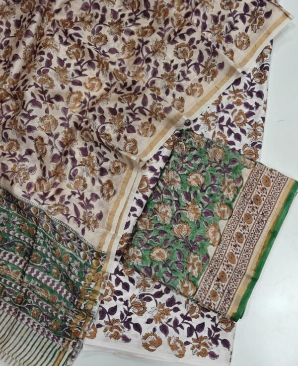 Hand Block Print Chanderi Silk Suit