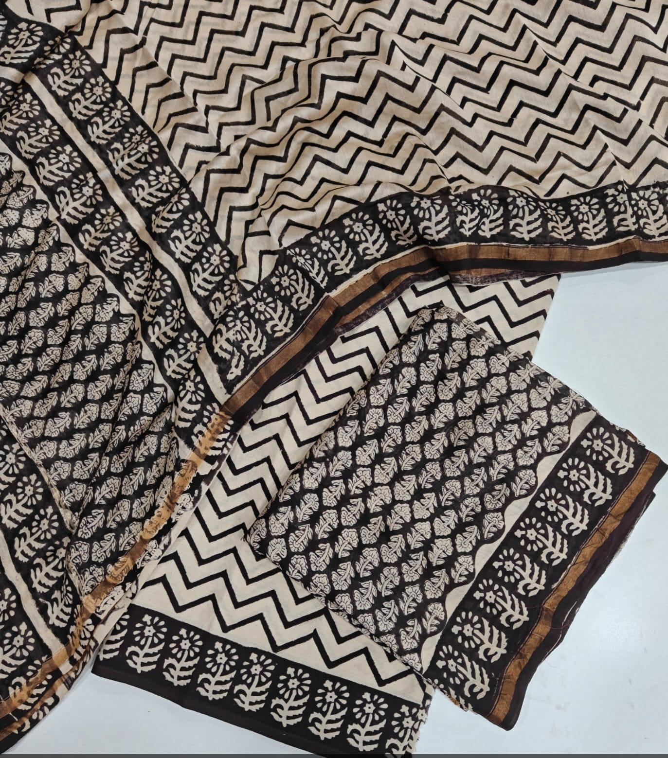 Hand Block Print Chanderi Silk Suit