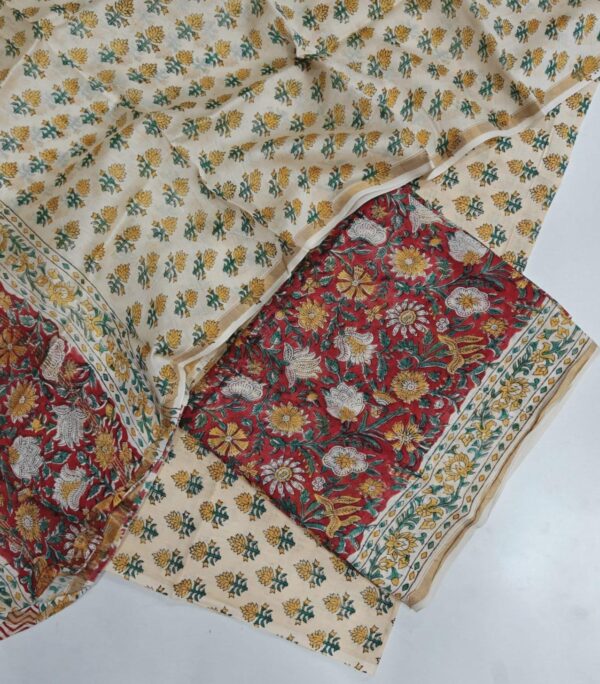 Hand Block Print Chanderi Silk Suit