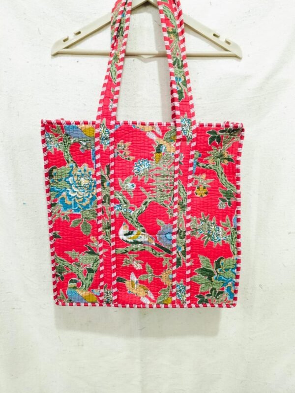 Jaipuri Print Cotton Quilted Tote Bag With Zip