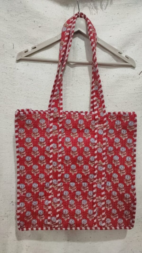 Jaipuri Print Cotton Quilted Tote Bag With Zip