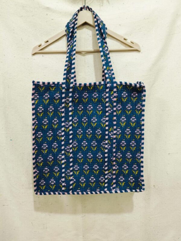 Jaipuri Print Cotton Quilted Tote Bag With Zip