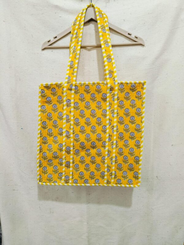Jaipuri Print Cotton Quilted Tote Bag With Zip