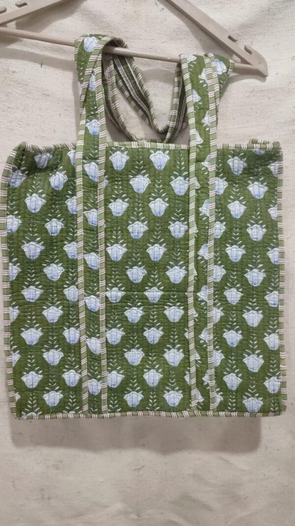 Jaipuri Print Cotton Quilted Tote Bag With Zip