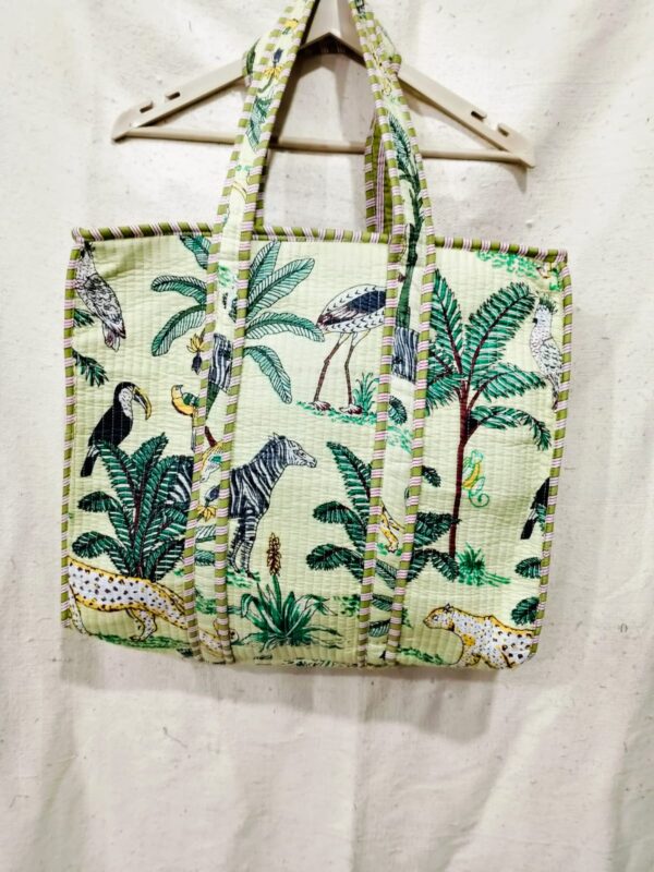 Jaipuri Print Cotton Quilted Tote Bag With Zip