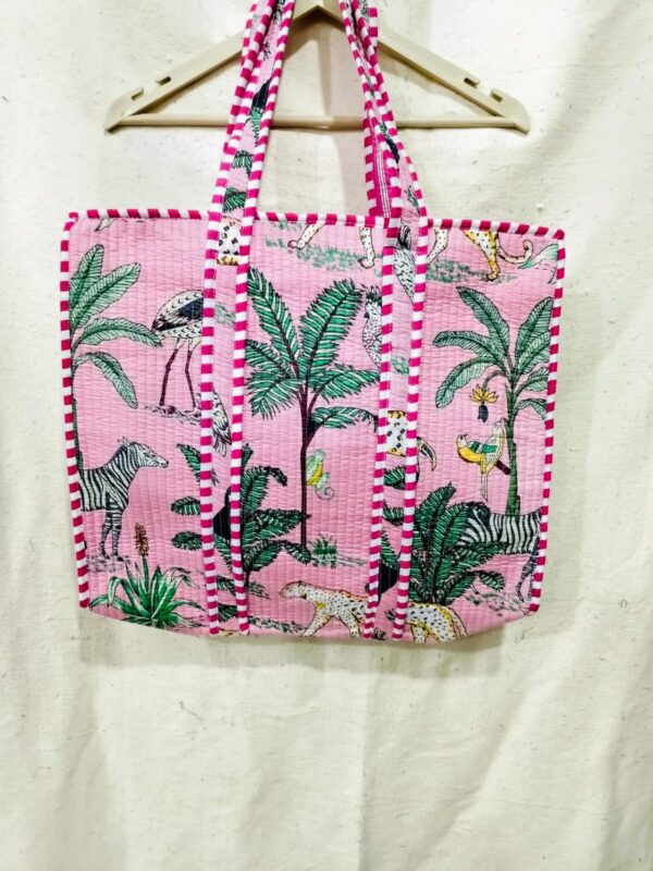 Jaipuri Print Cotton Quilted Tote Bag With Zip