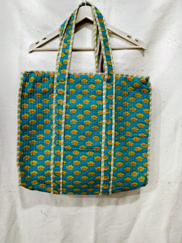 Jaipuri Print Cotton Quilted Tote Bag With Zip