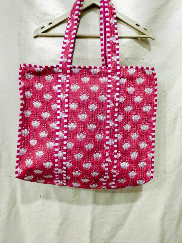 Jaipuri Print Cotton Quilted Tote Bag With Zip