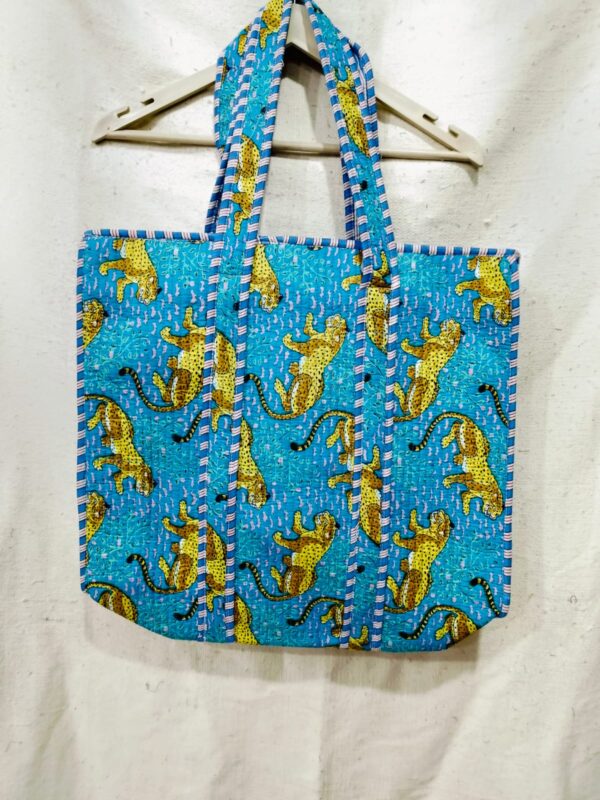 Jaipuri Print Cotton Quilted Tote Bag With Zip