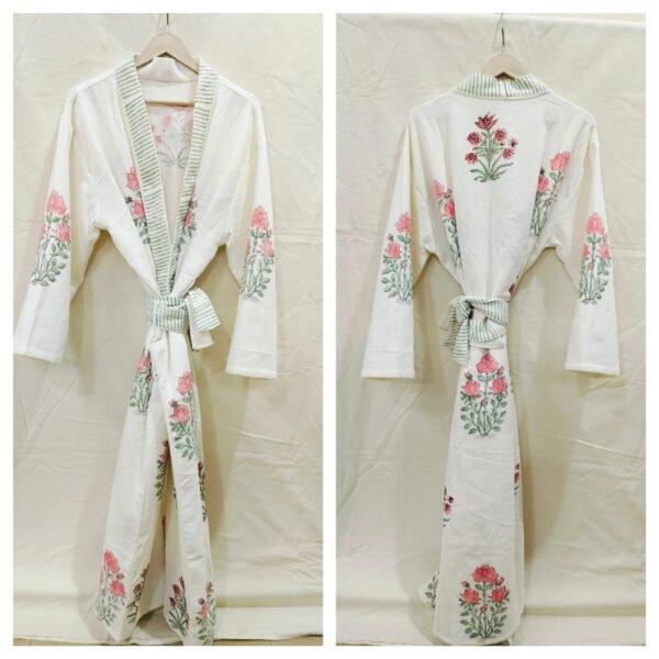 Block Print Cotton Waffle Robe