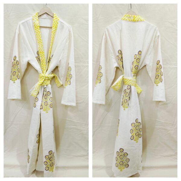 Block Print Cotton Waffle Robe
