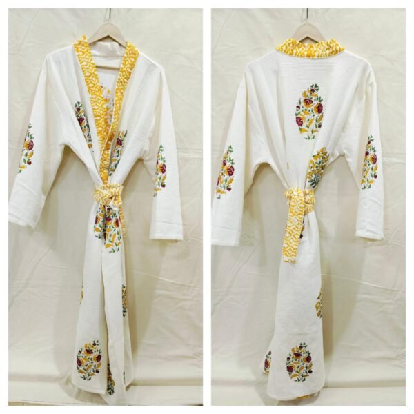 Block Print Cotton Waffle Robe