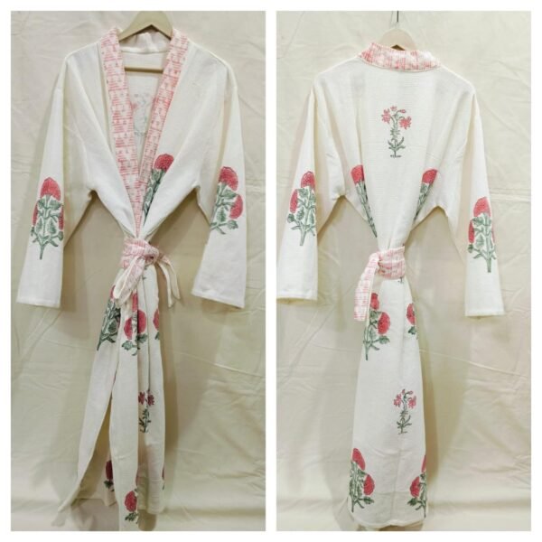 Block Print Cotton Waffle Robe
