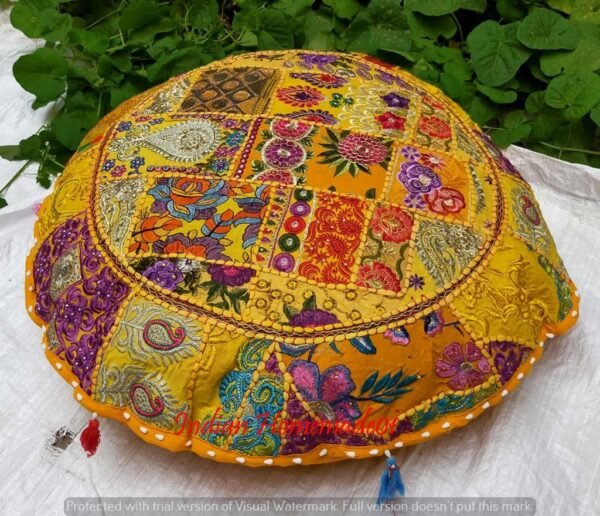 Patch Work Round Puff Cover