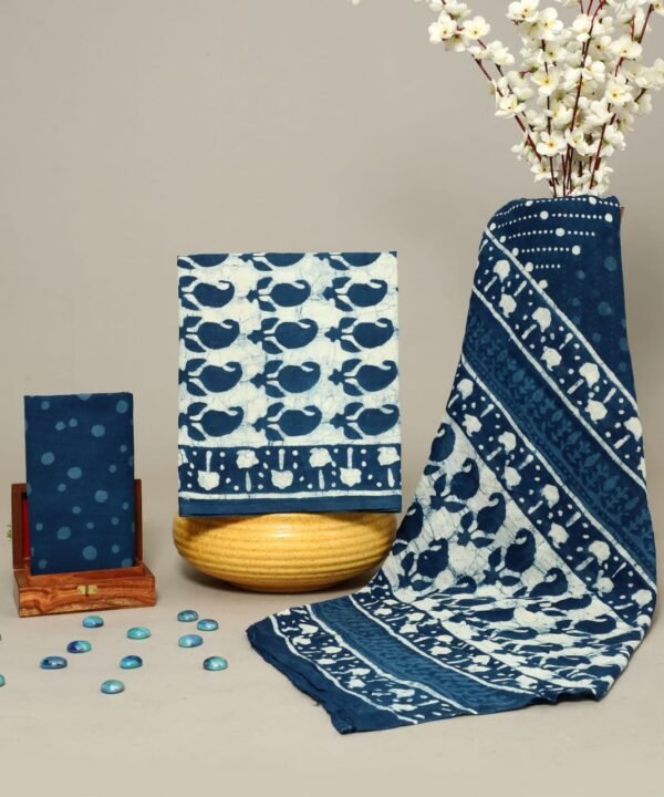 Block Print Cotton Suit With Cotton Dupatta