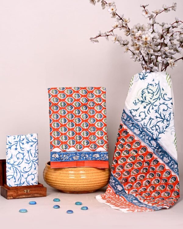 Block Print Cotton Suit With Cotton Dupatta