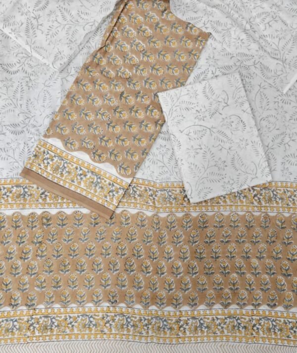 Block Print Cotton Suit With Cotton Dupatta