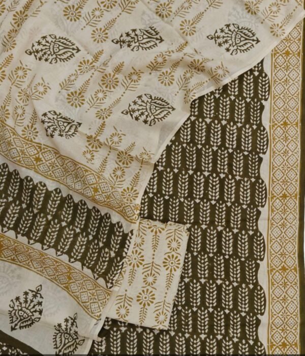 Block Print Cotton Suit With Cotton Dupatta