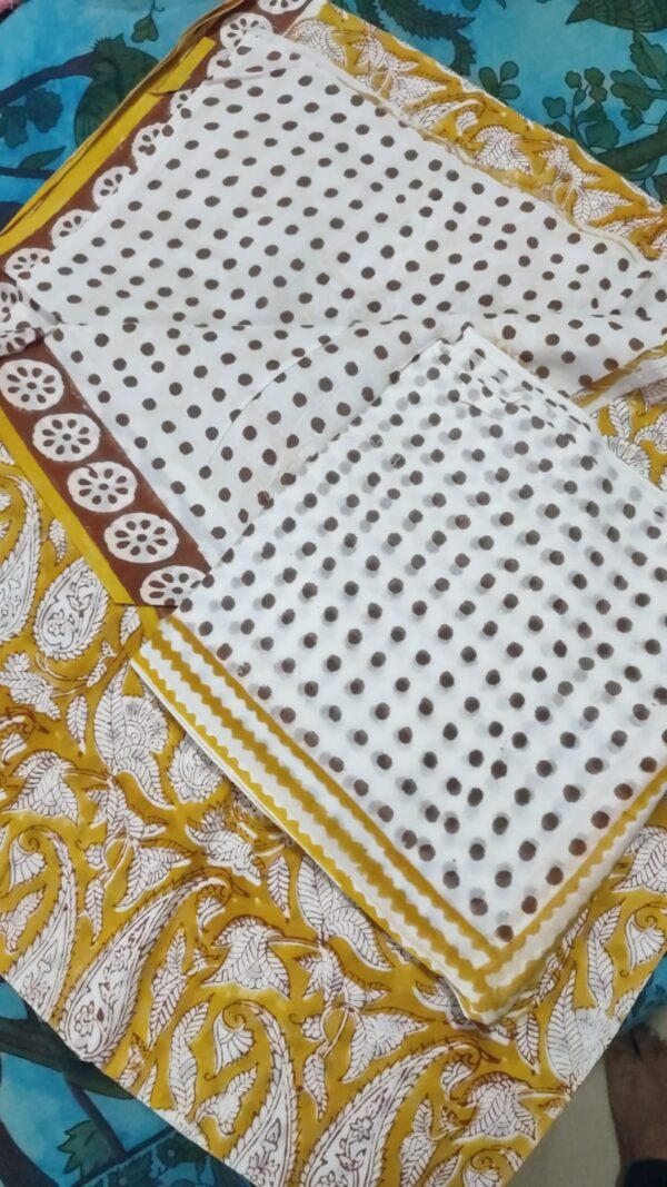 Block Print Cotton Suit With Cotton Dupatta