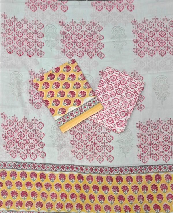 Block Print Cotton Suit With Cotton Dupatta