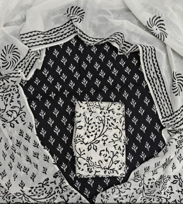 Block Print Cotton Suit With Cotton Dupatta