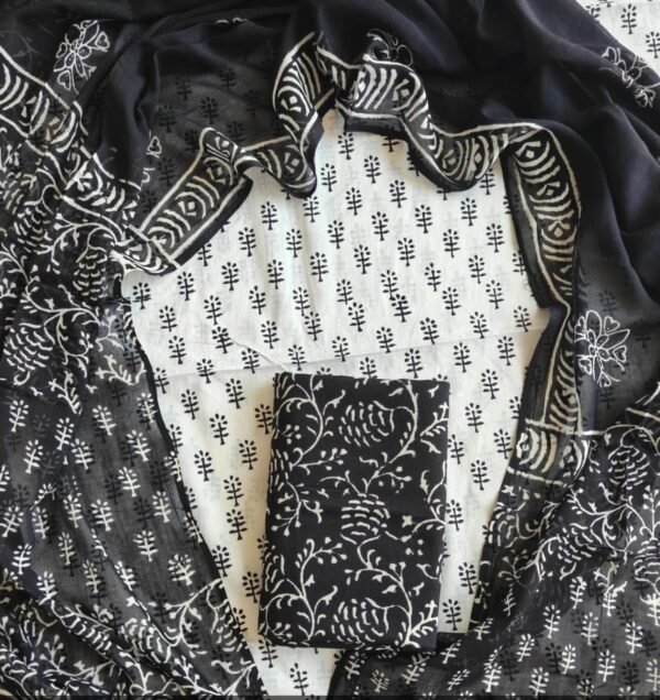 Block Print Cotton Suit With Cotton Dupatta