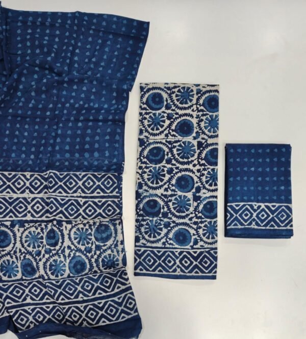 Block Print Cotton Suit With Cotton Dupatta
