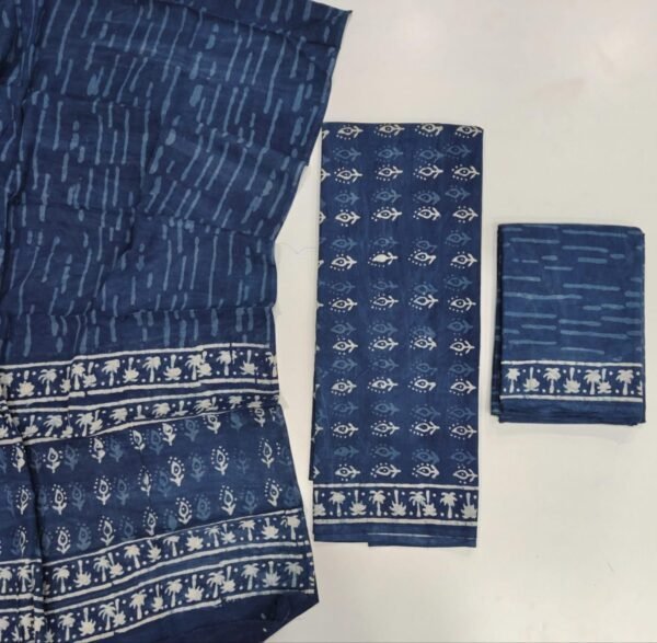 Block Print Cotton Suit With Cotton Dupatta