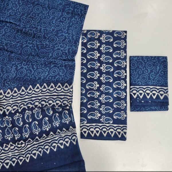 Block Print Cotton Suit With Cotton Dupatta