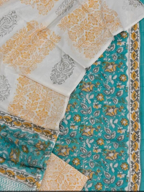 Block Print Cotton Suit With Cotton Dupatta