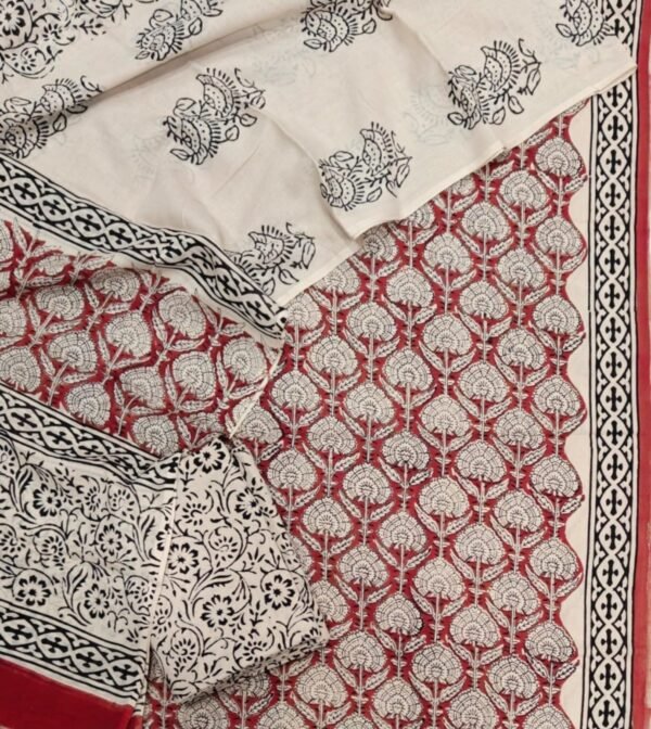 Block Print Cotton Suit With Cotton Dupatta