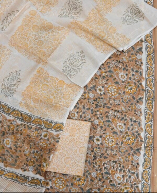 Block Print Cotton Suit With Cotton Dupatta