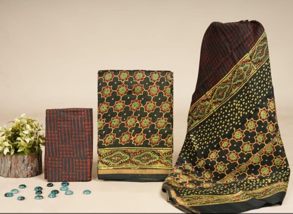 Hand Block Print Chanderi Silk Suit