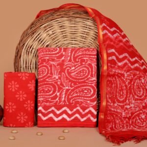 Hand Block Print Kantha Suit With Kota Doriya Dupatta