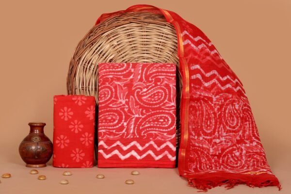 Hand Block Print Kantha Suit With Kota Doriya Dupatta