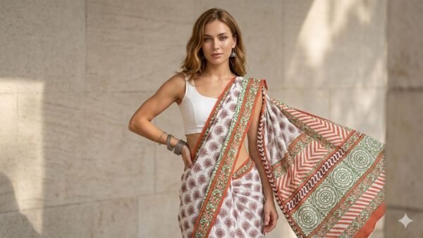 Block Print Cotton Saree