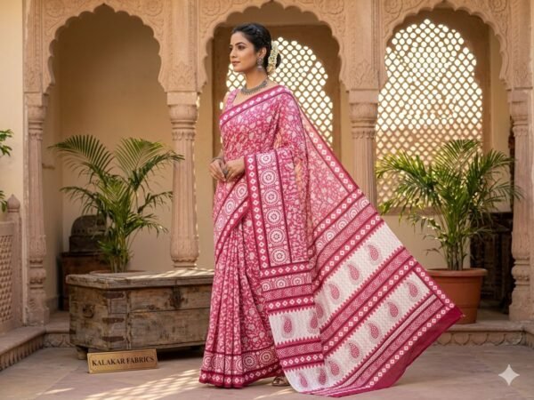 Block Print Cotton Saree