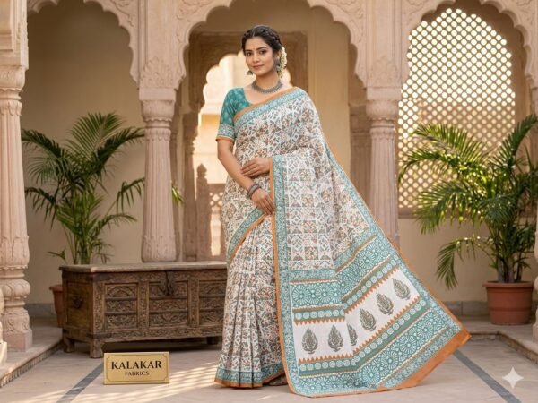 Block Print Cotton Saree