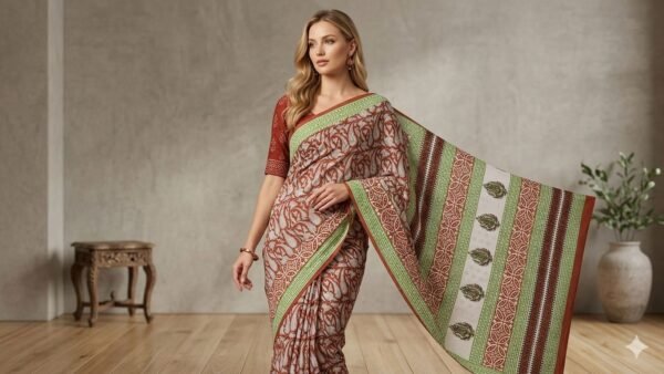 Block Print Cotton Saree