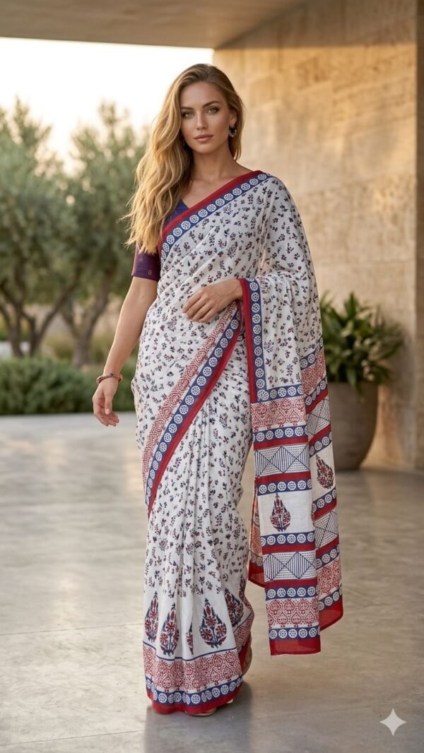 Block Print Cotton Saree