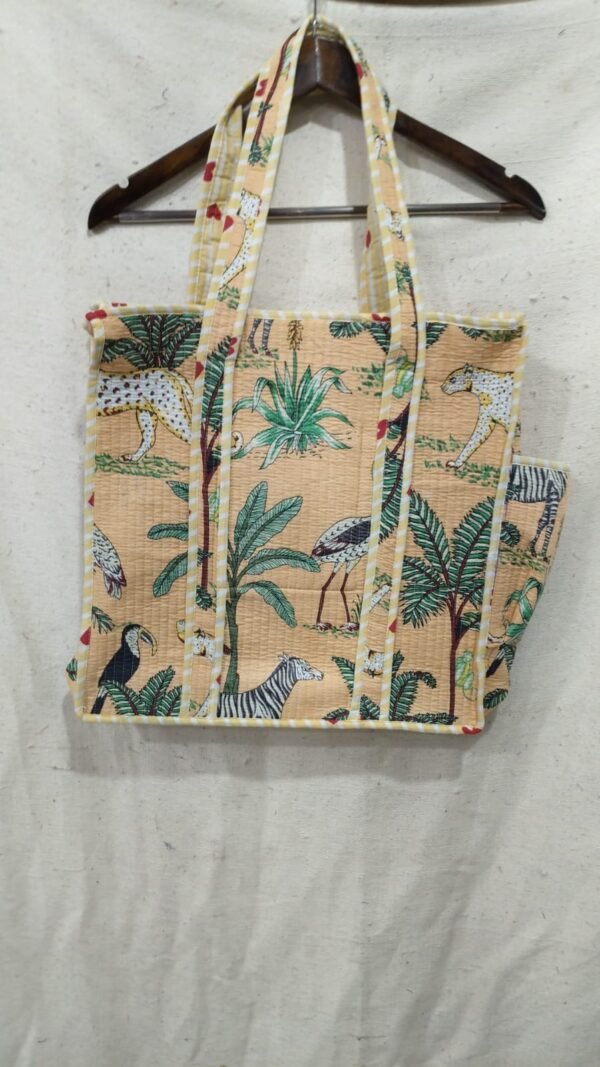Jaipuri Print Cotton Quilted Tote Bag With Zip